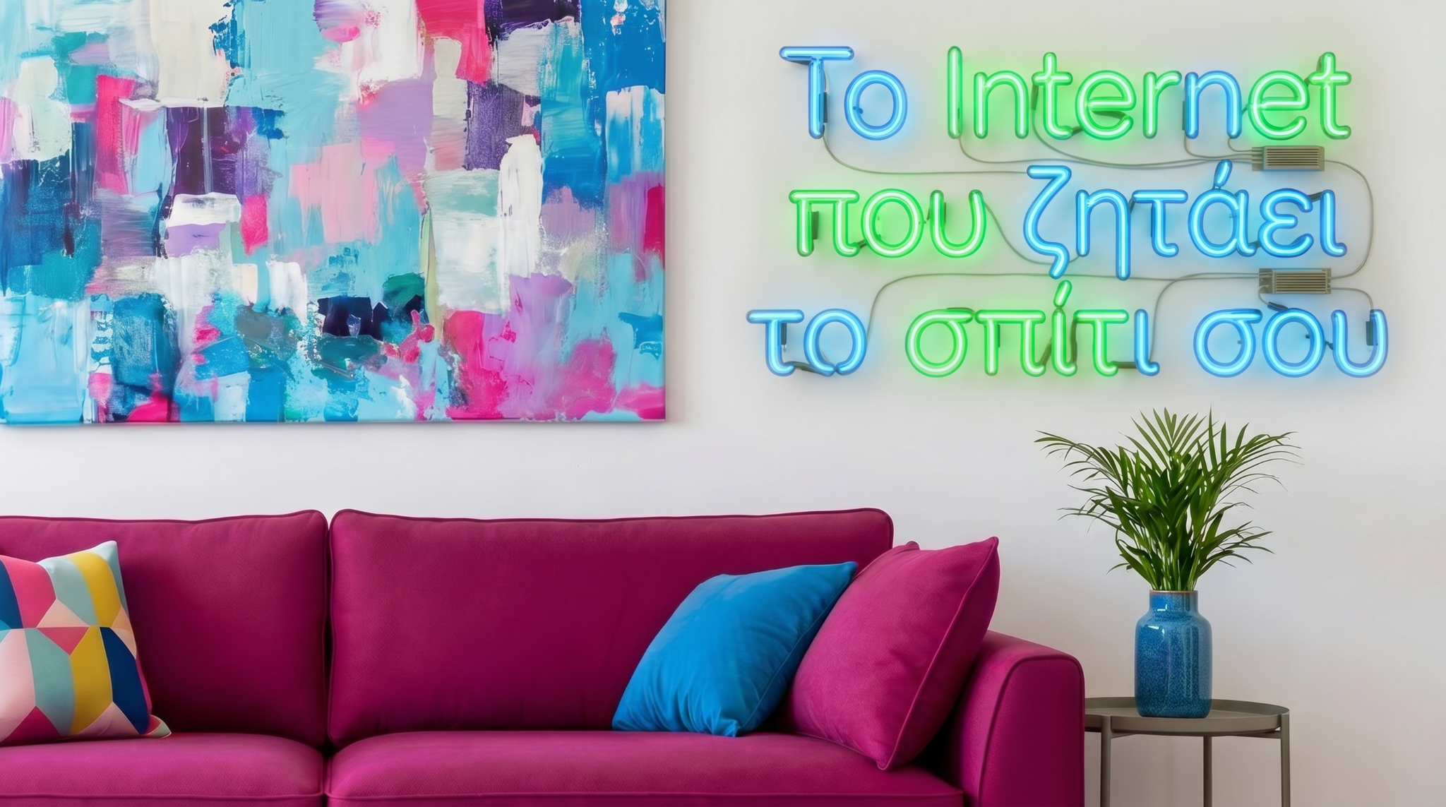 Neon slogan concept
